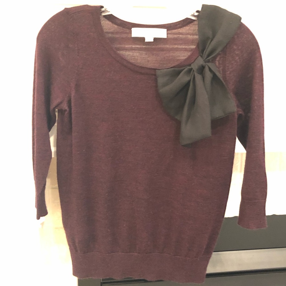 Loft Burgundy Sweater with Bow